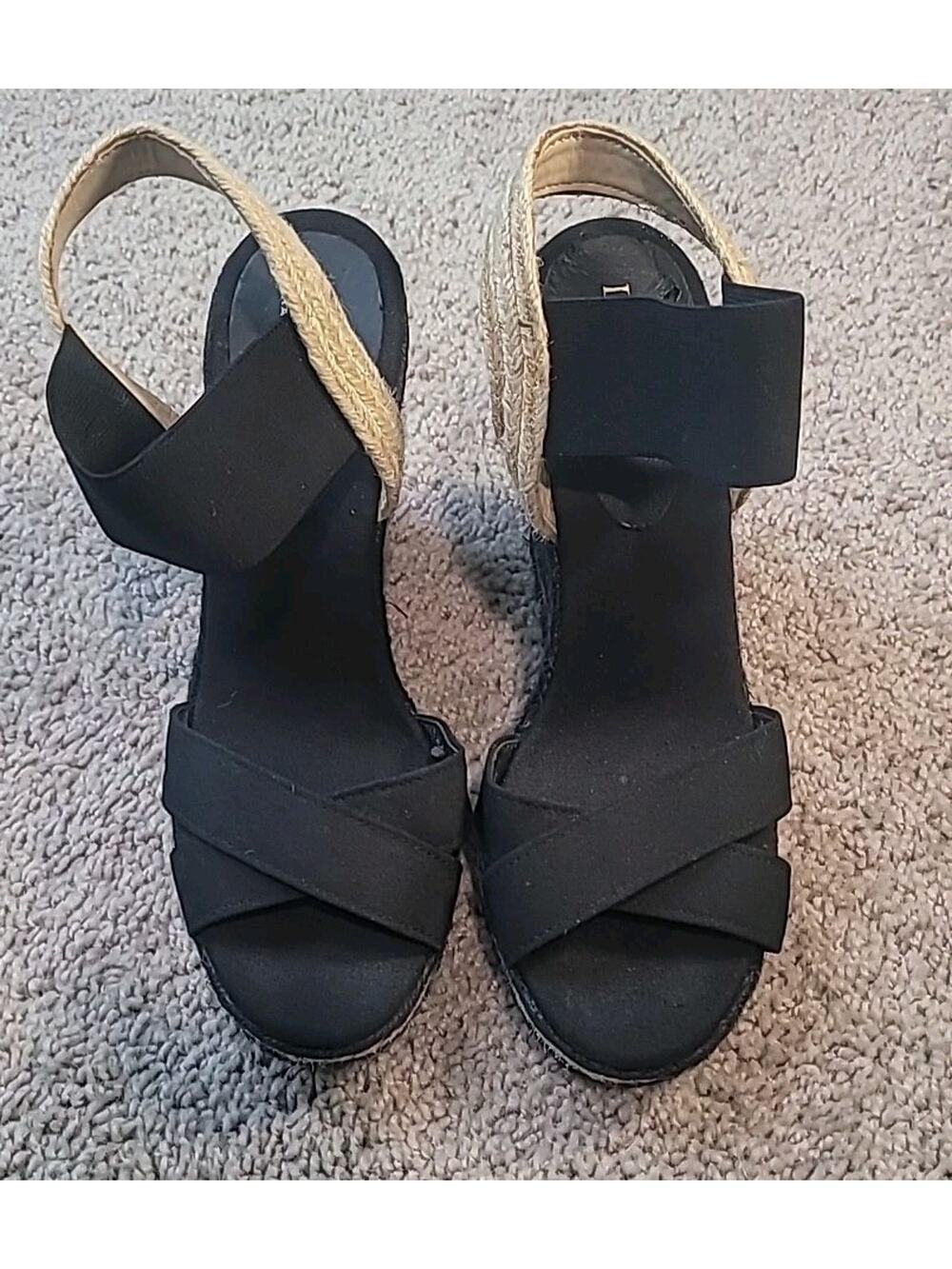 Lauren Ralph Lauren Elena Espadrille Wedge Sandals Black 8.5